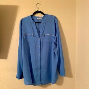 2X Blue Calvin Klein button down blouse.